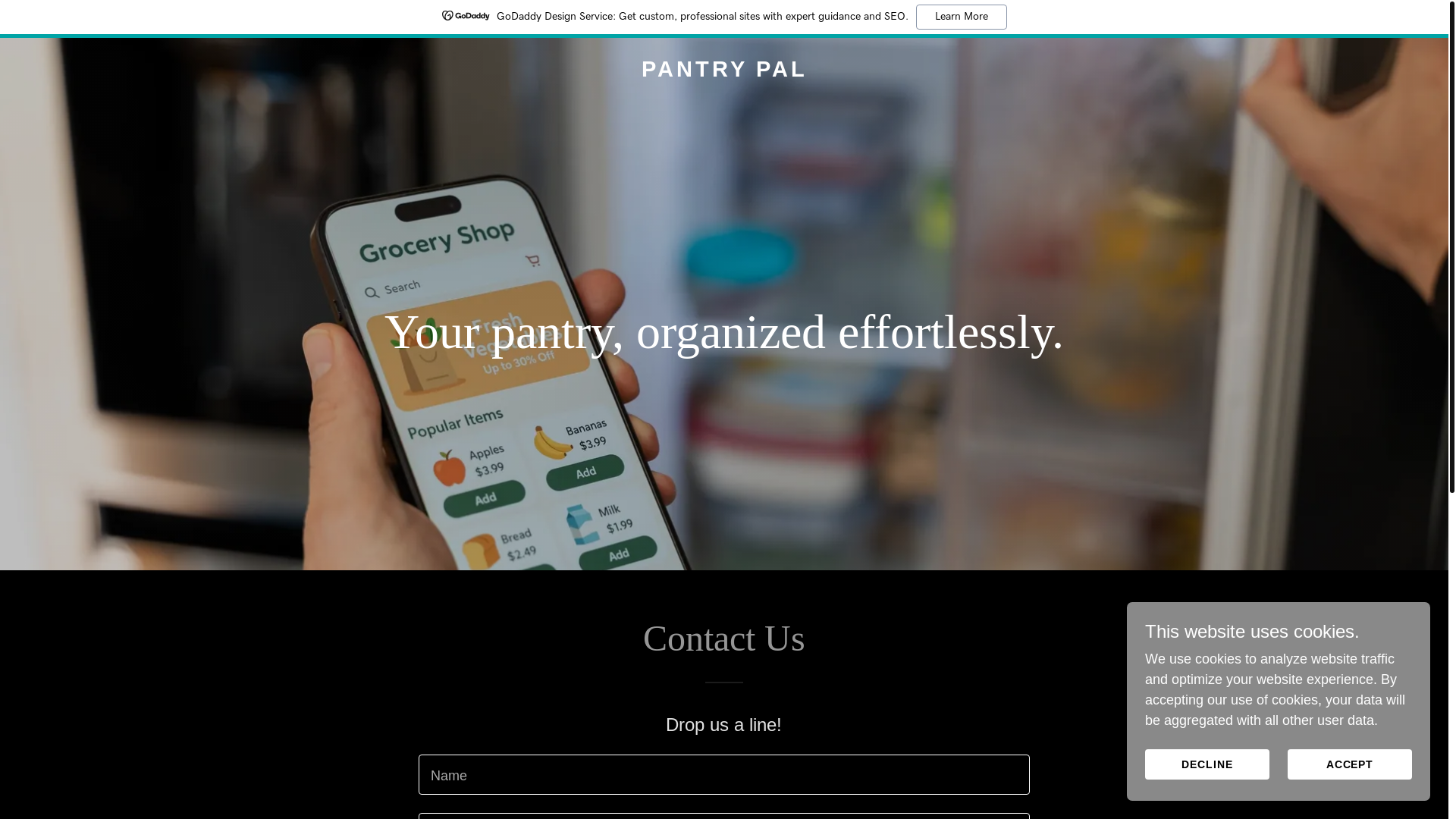 website screenshot of https://pantry-pal-app.co.uk/