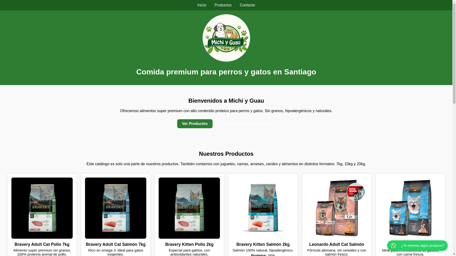 website screenshot of https://alimentosparamascotascl.cl/