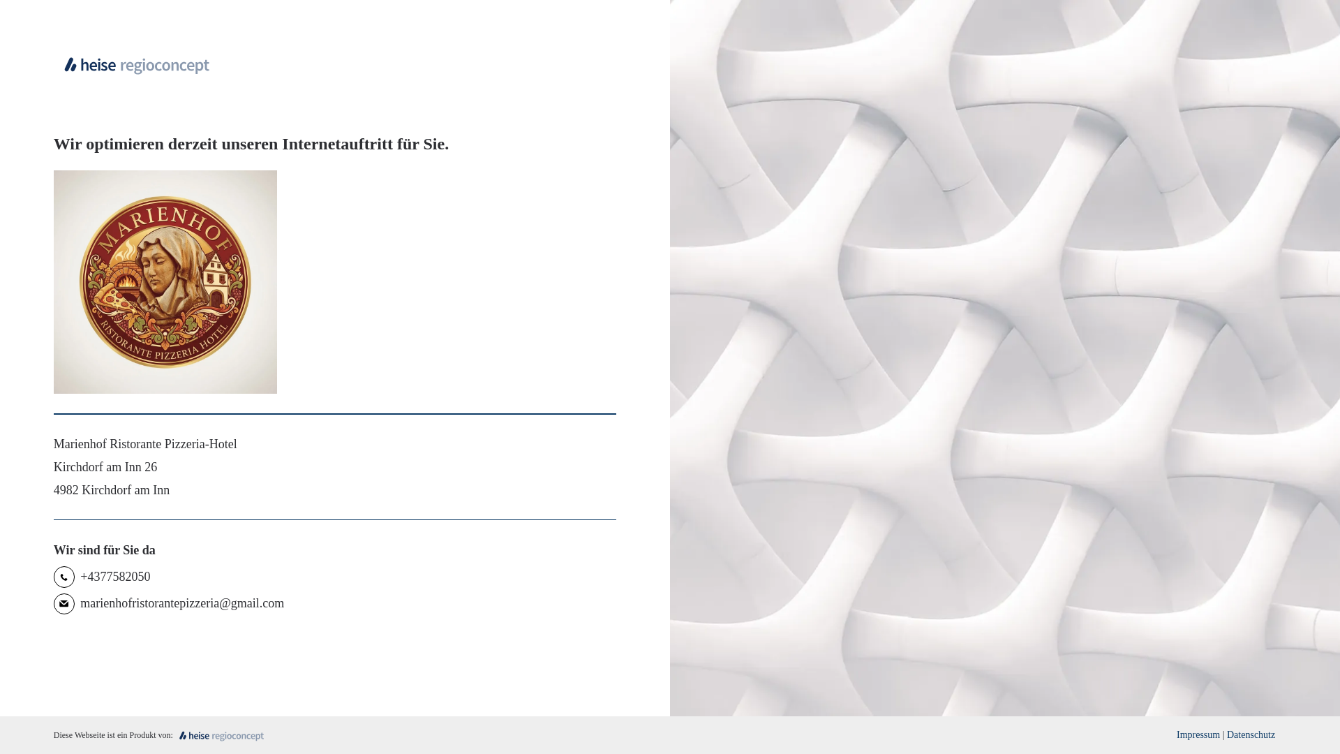 website screenshot of https://marienhof-ristorante.at/