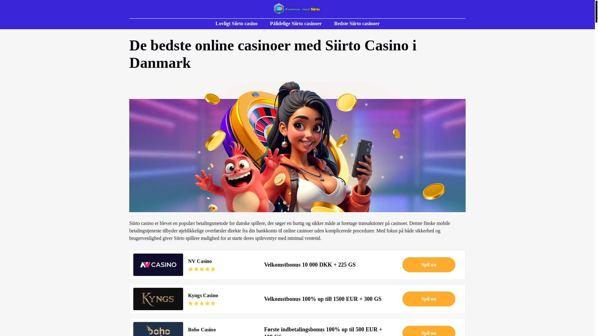 website screenshot of https://danske-siirtocasino.com/