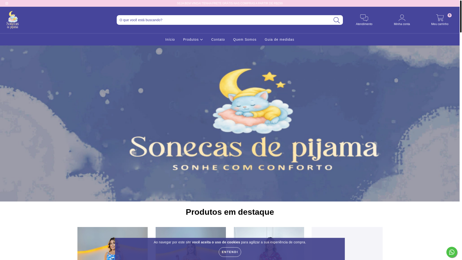 website screenshot of https://sonecasdepijama.com.br/