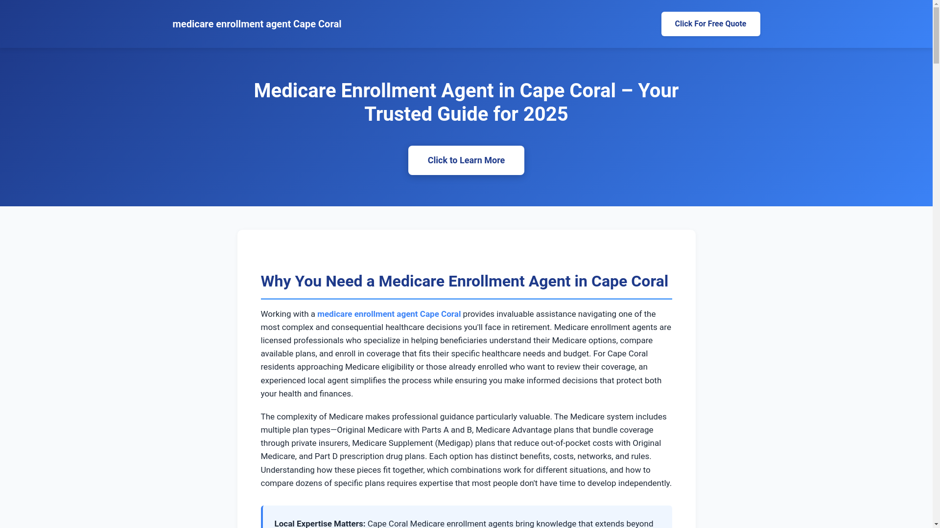 website screenshot of https://medicare-enrollment-agent-cape-coral.pages.dev/