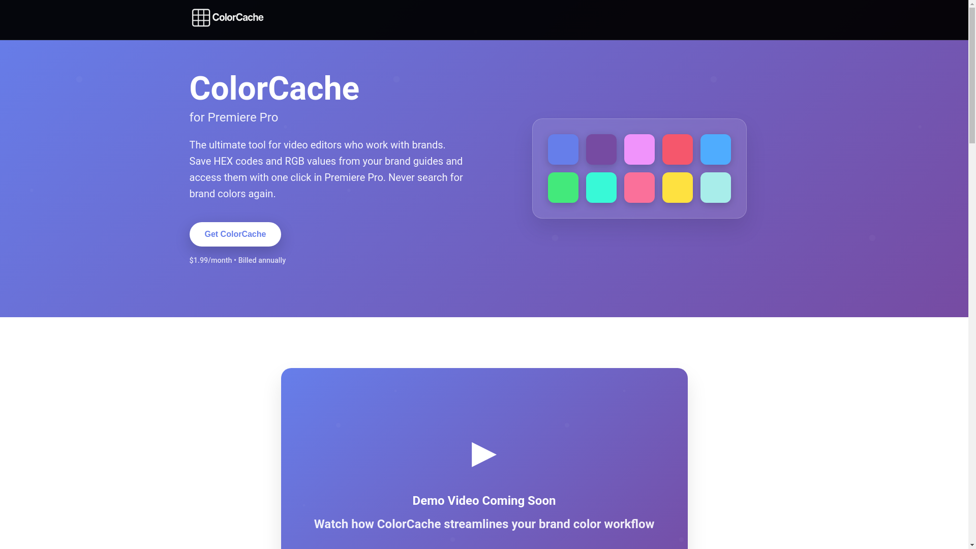website screenshot of https://colorcache.io/