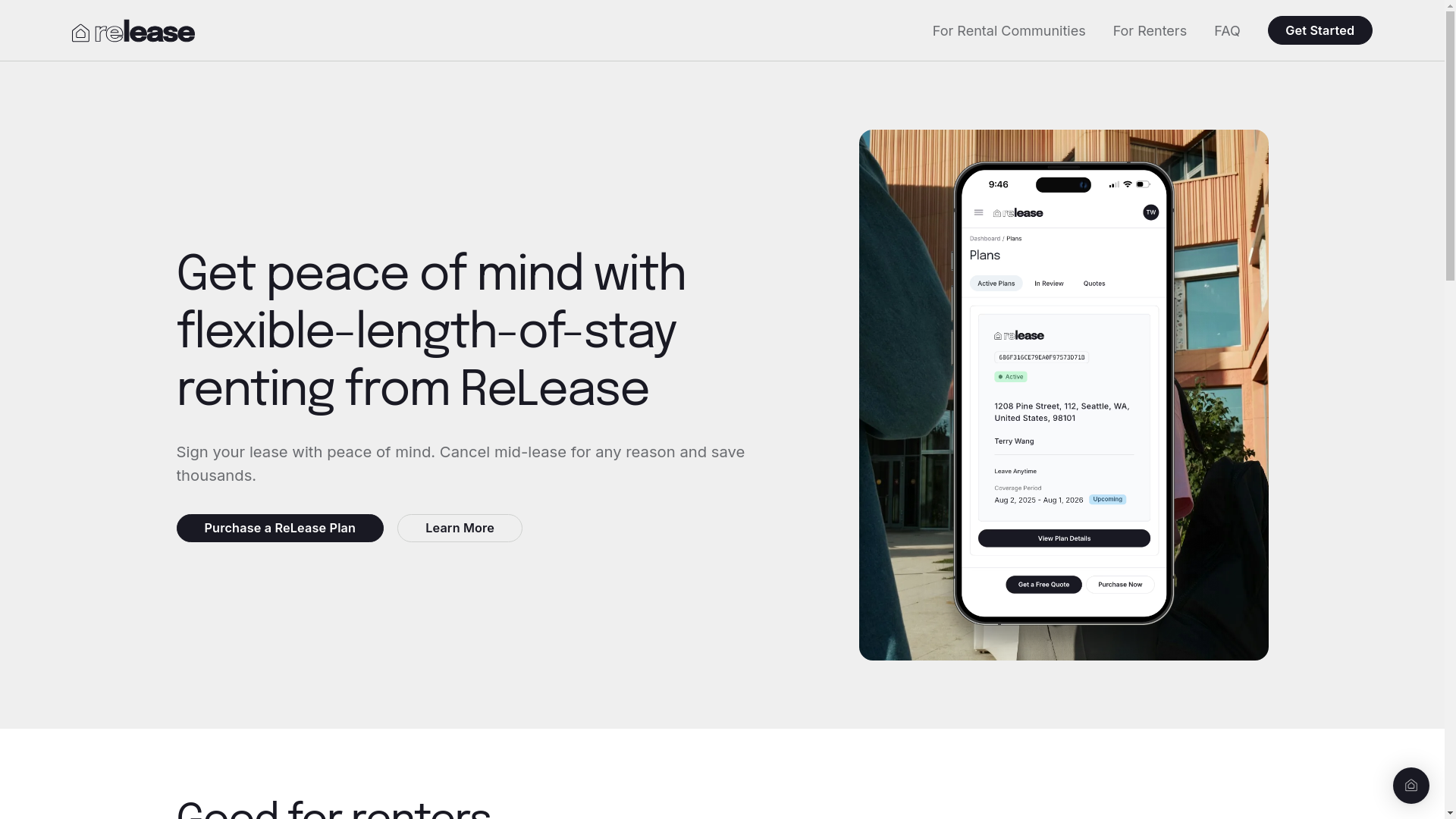 website screenshot of https://releaserent.xyz/