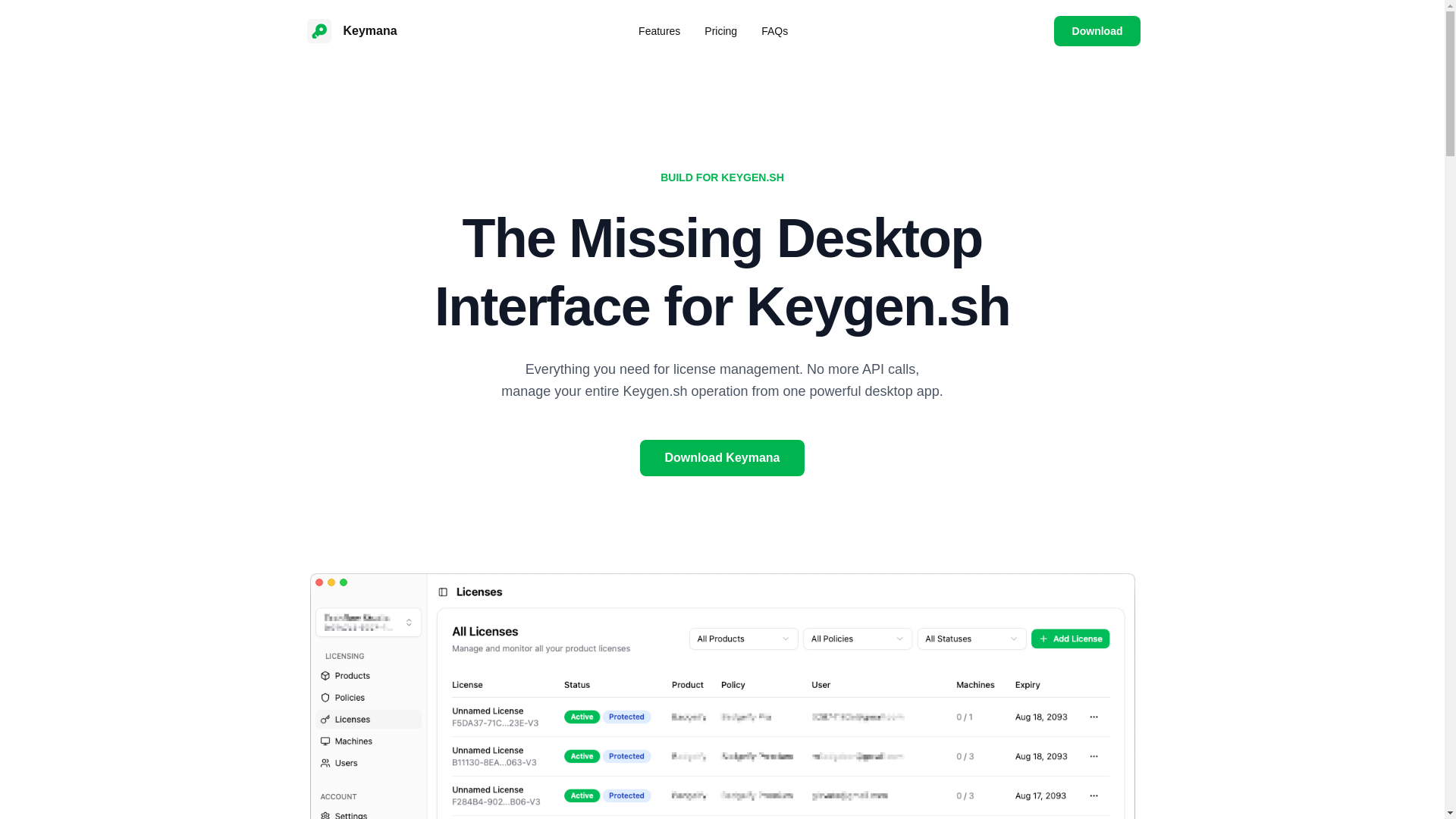 website screenshot of https://keymana-website.pages.dev/