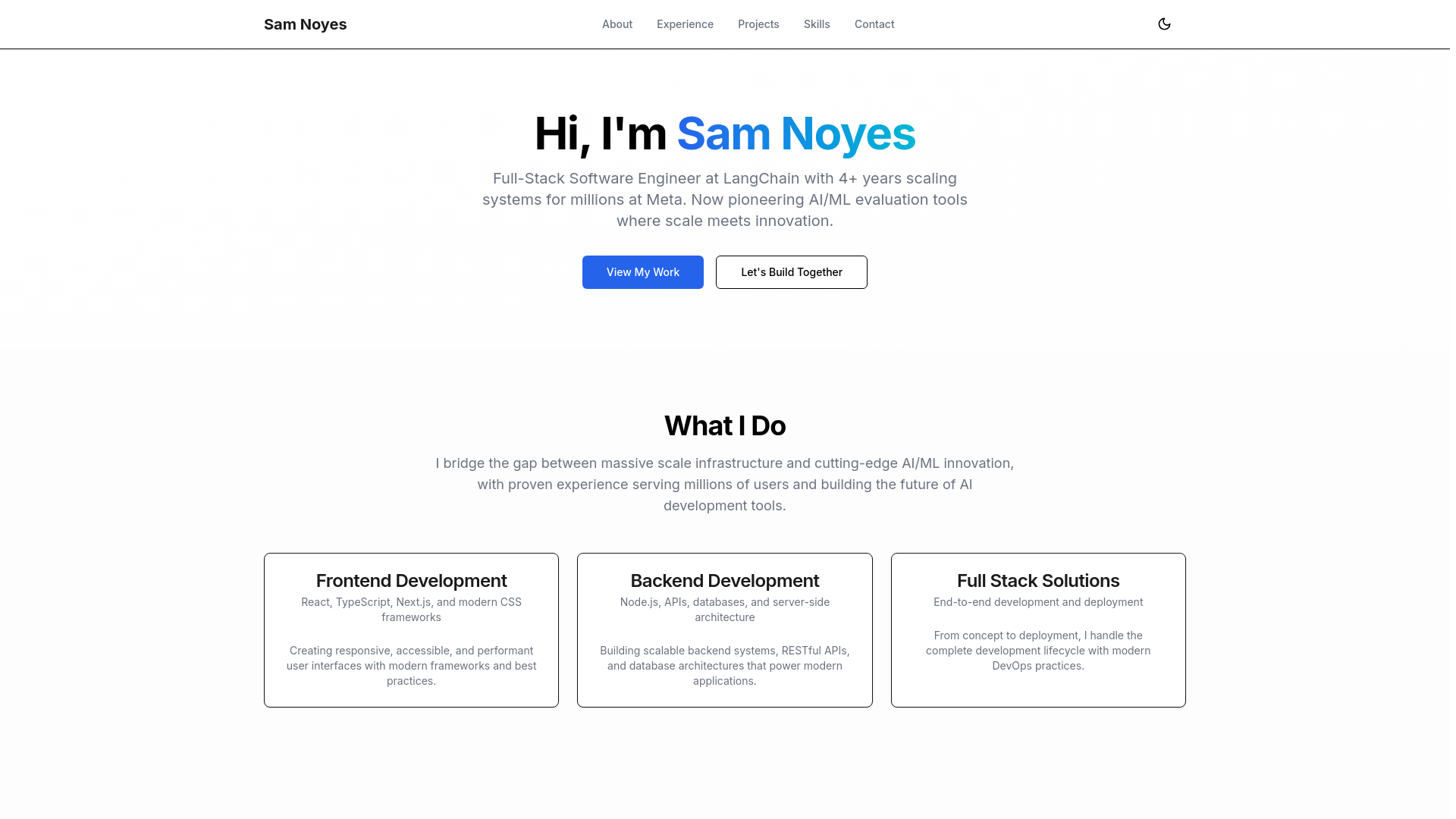 website screenshot of https://samnoyes.dev/