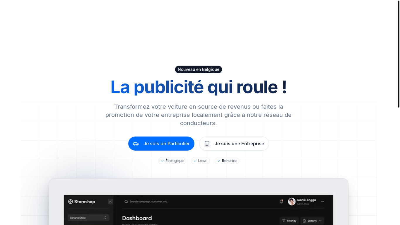 website screenshot of https://adsdrive.be/
