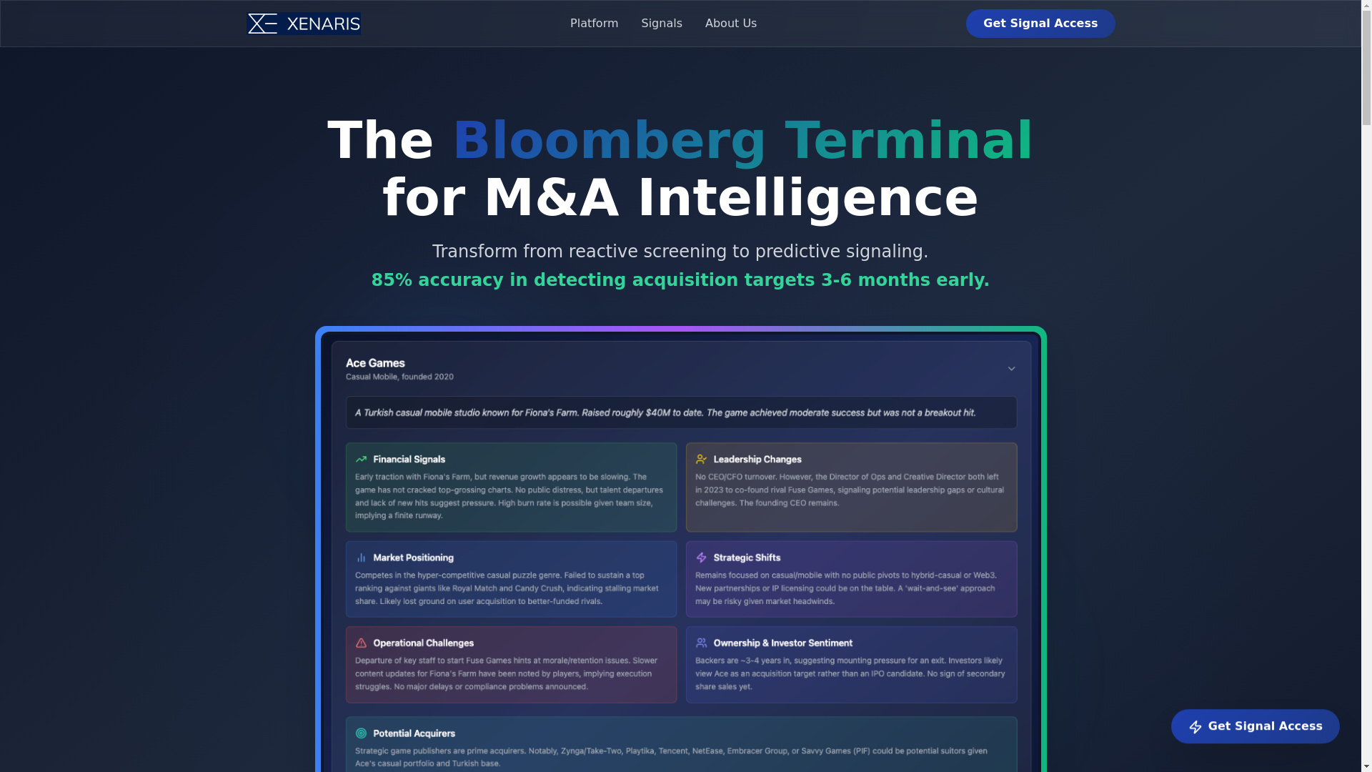 website screenshot of https://xenaris.io/