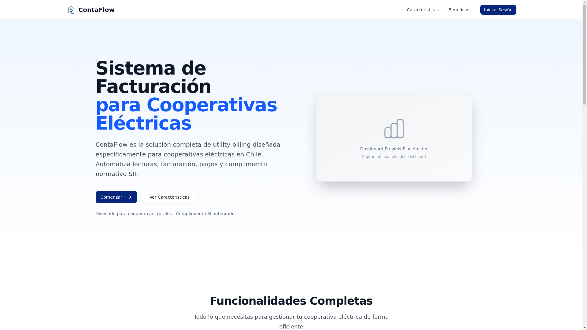 website screenshot of https://contaflow.cl/