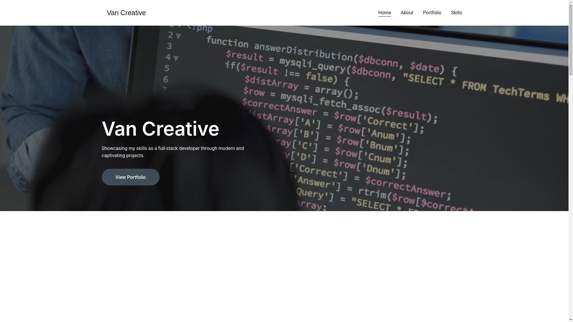 website screenshot of https://vanumbaycreative.io/
