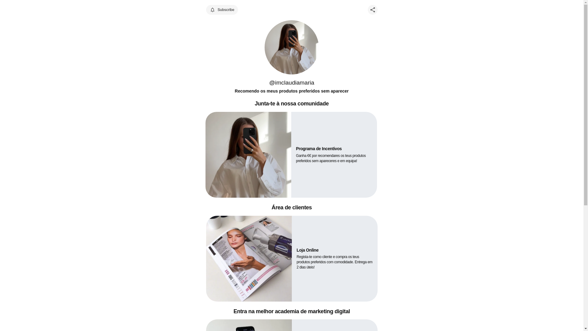 website screenshot of https://imclaudiamaria.com/