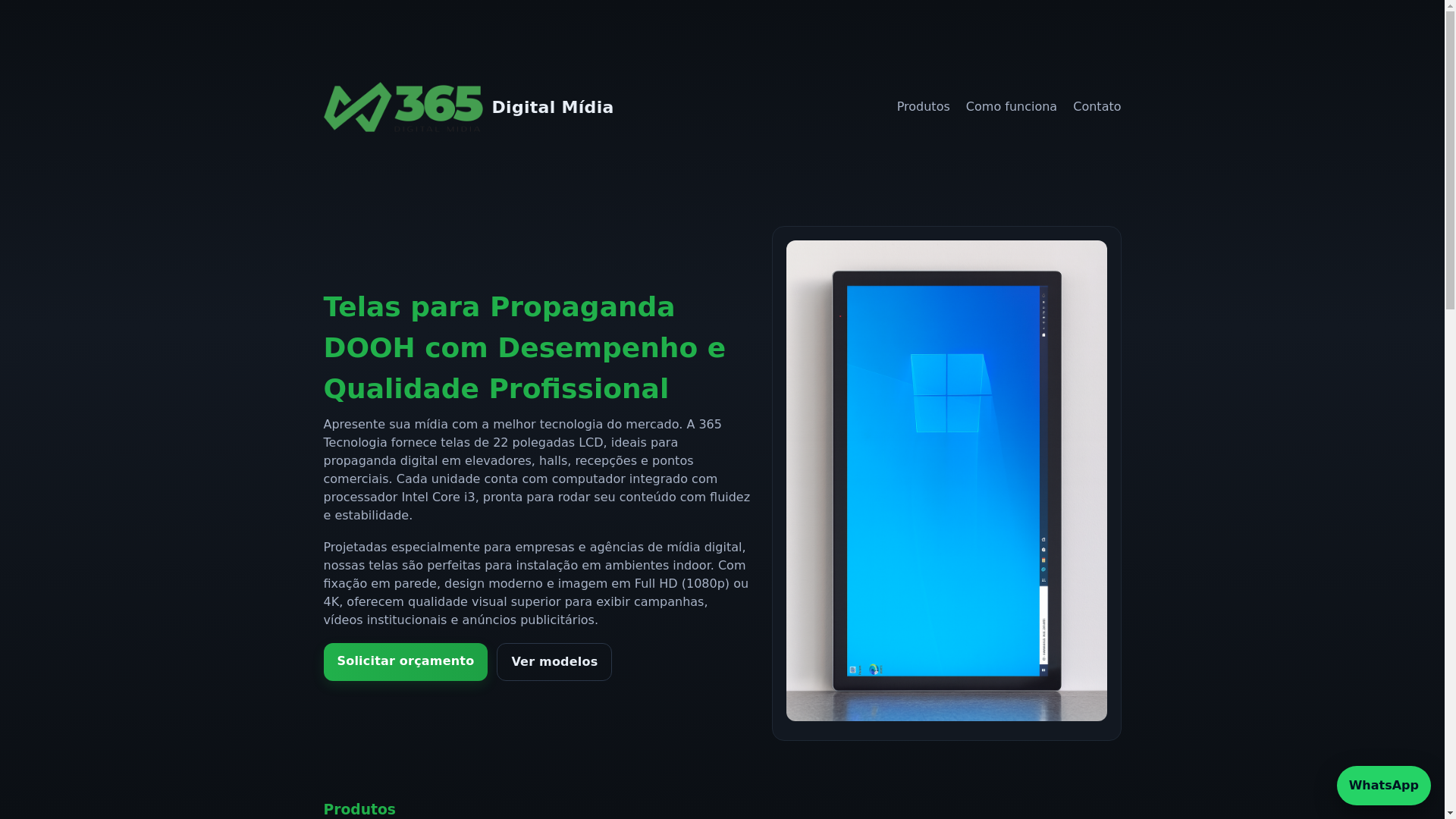 website screenshot of https://365telas.com.br/