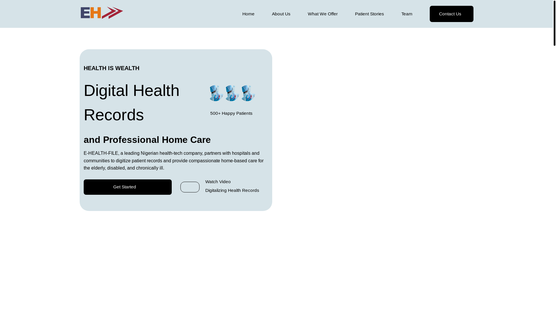 website screenshot of https://e-healthfile.com.ng/