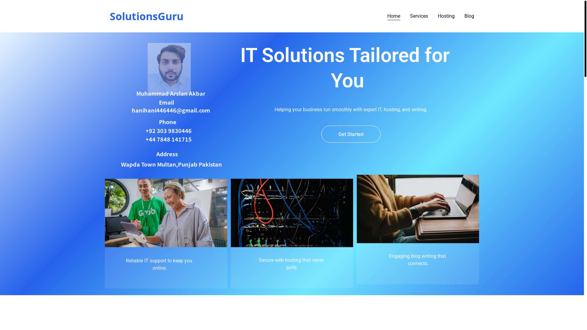 website screenshot of https://solutionsguru.online/