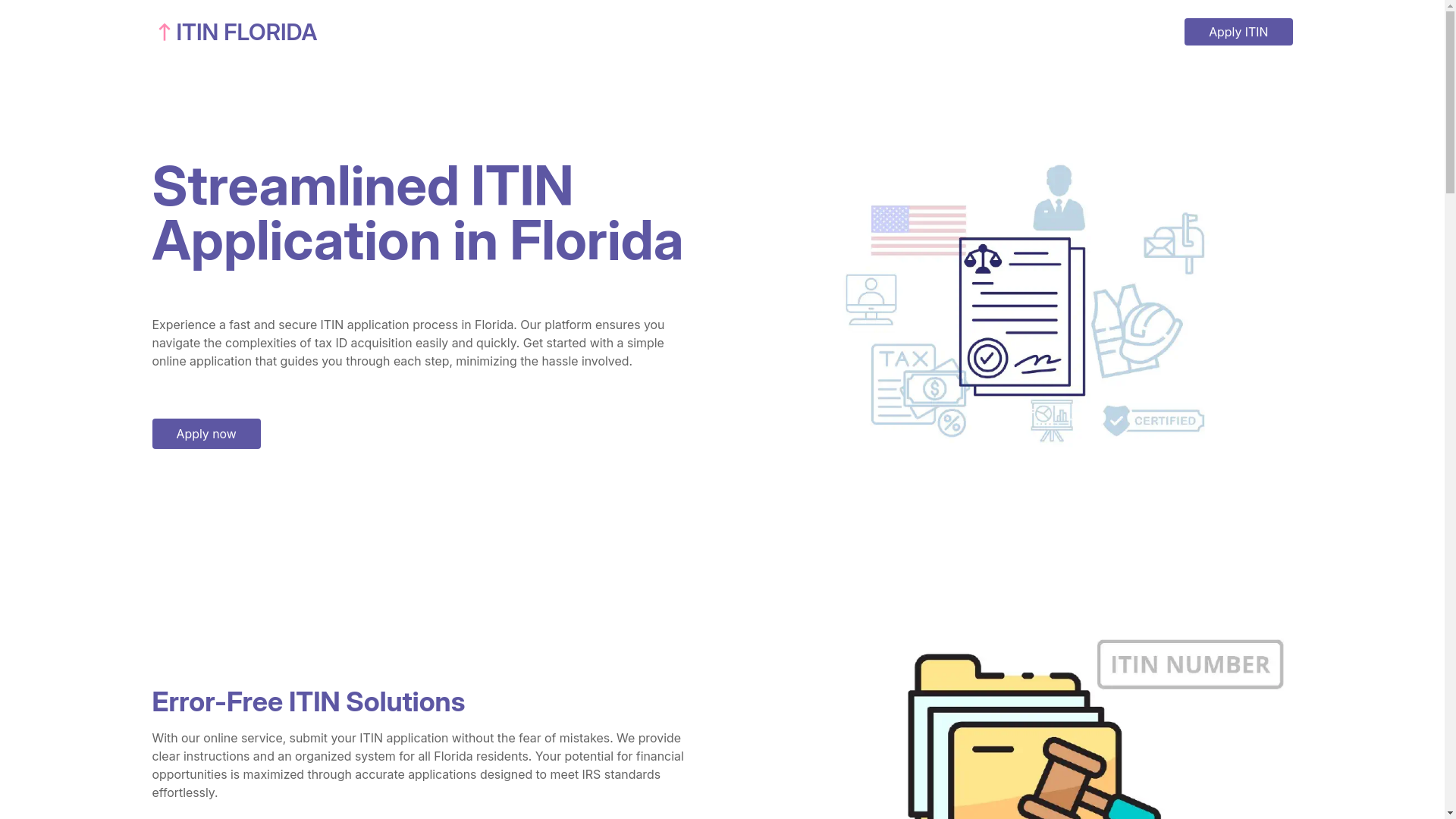 website screenshot of https://itinapplicationflorida.com/
