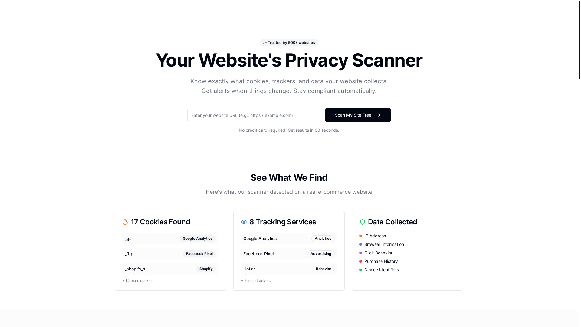 website screenshot of https://privacytracker.app/