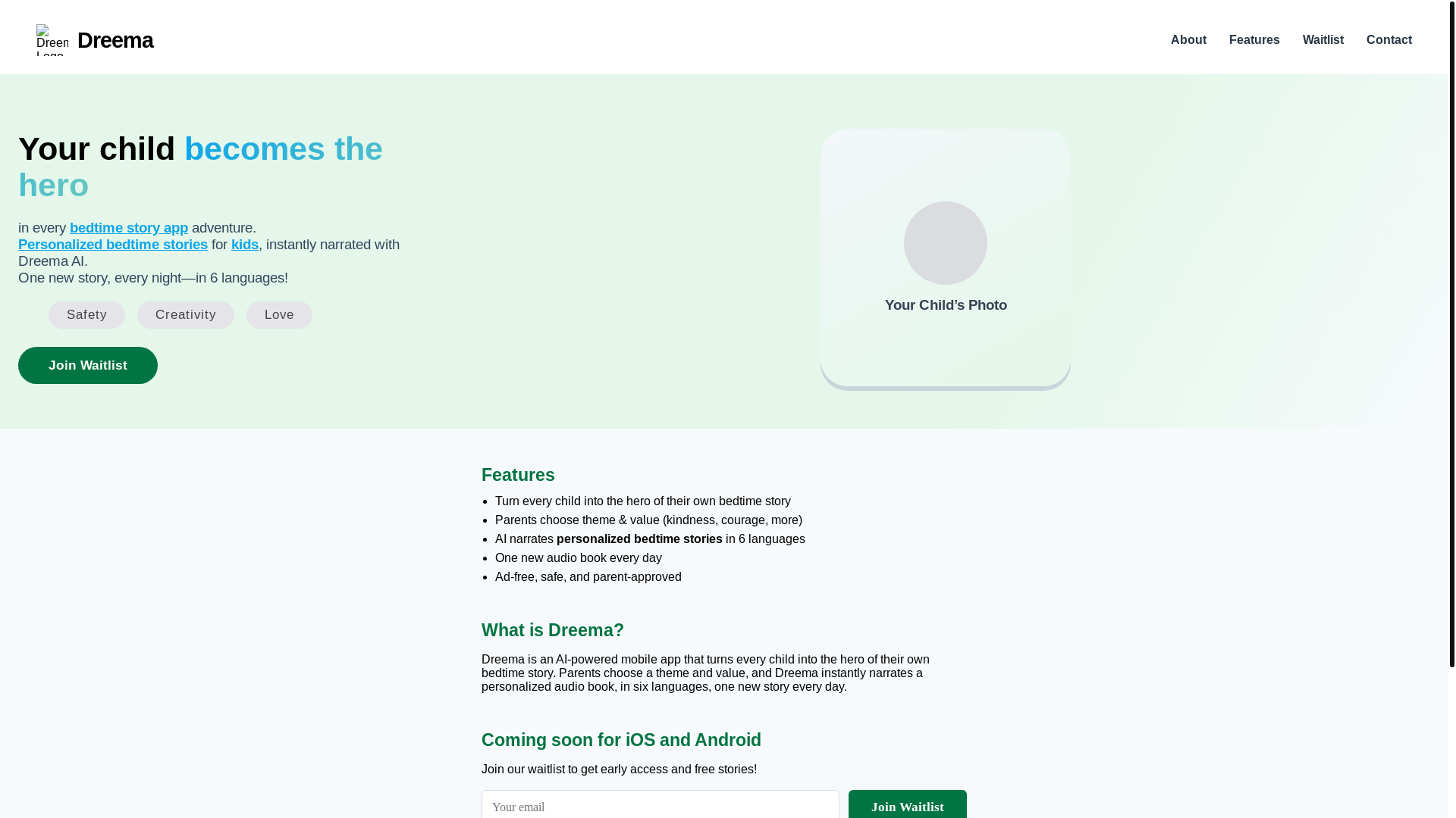 website screenshot of https://dreema.pages.dev/