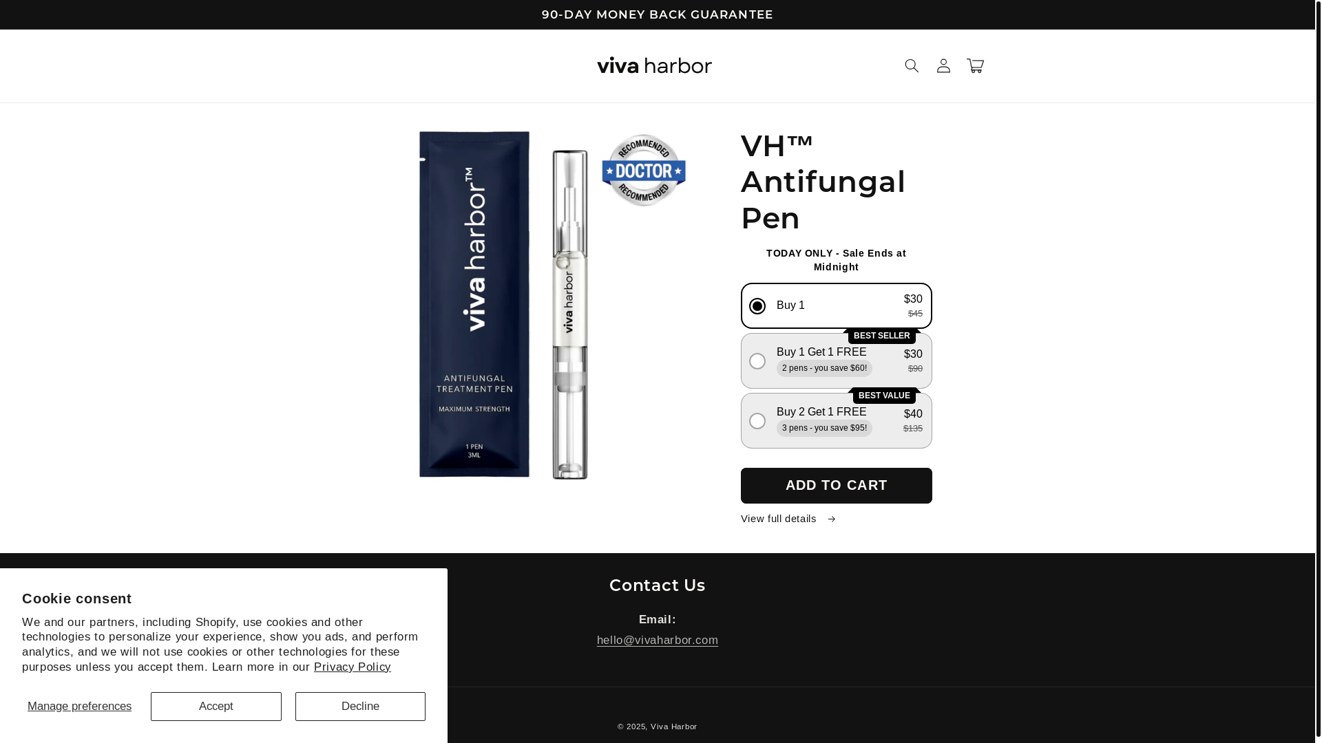 website screenshot of https://vivaharbor.store/