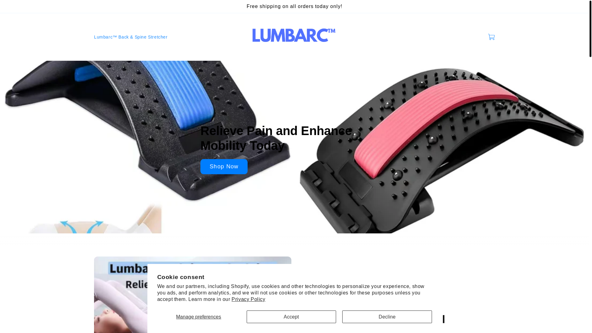 website screenshot of https://lumbarctm.store/