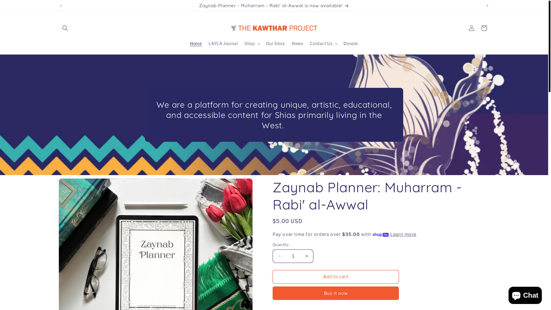 website screenshot of https://kawtharcollective.com/