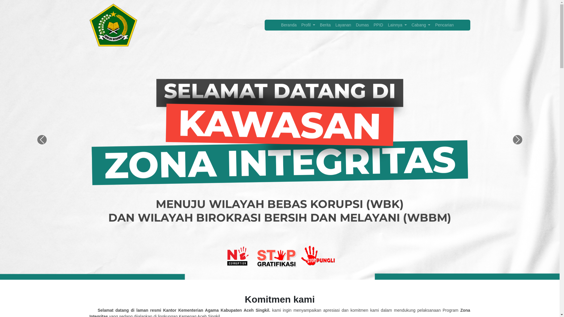 website screenshot of https://kemenagacehsingkil.org/