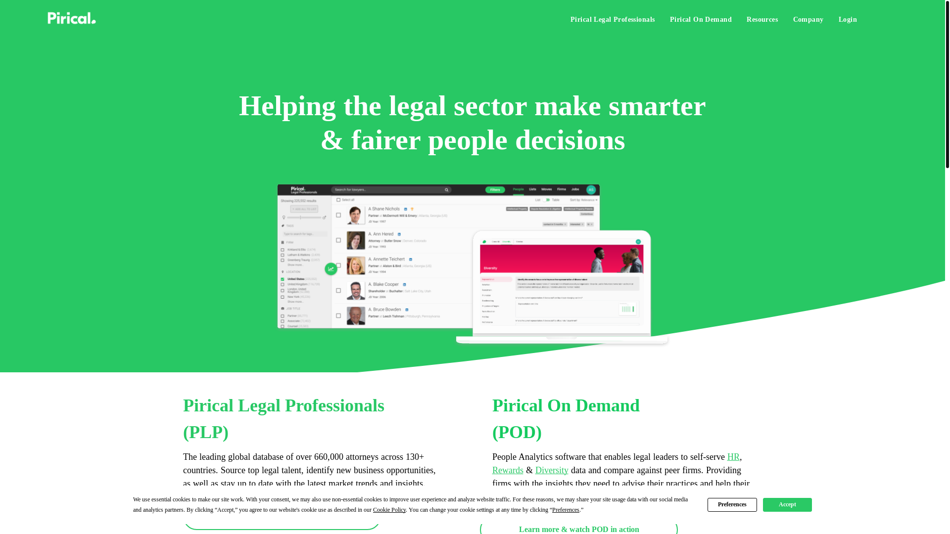 website screenshot of https://pirical.com/
