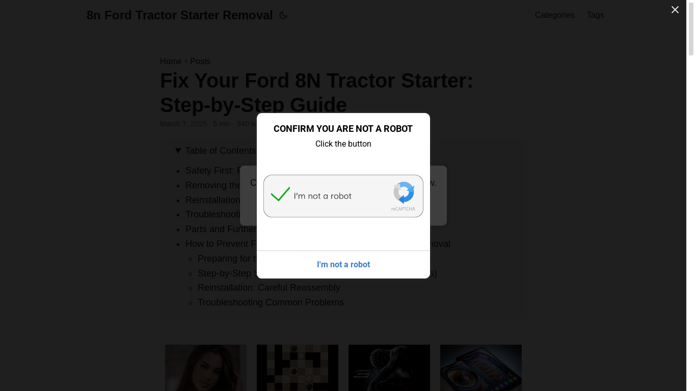 website screenshot of https://8n-ford-tractor-starter-removal.pages.dev/