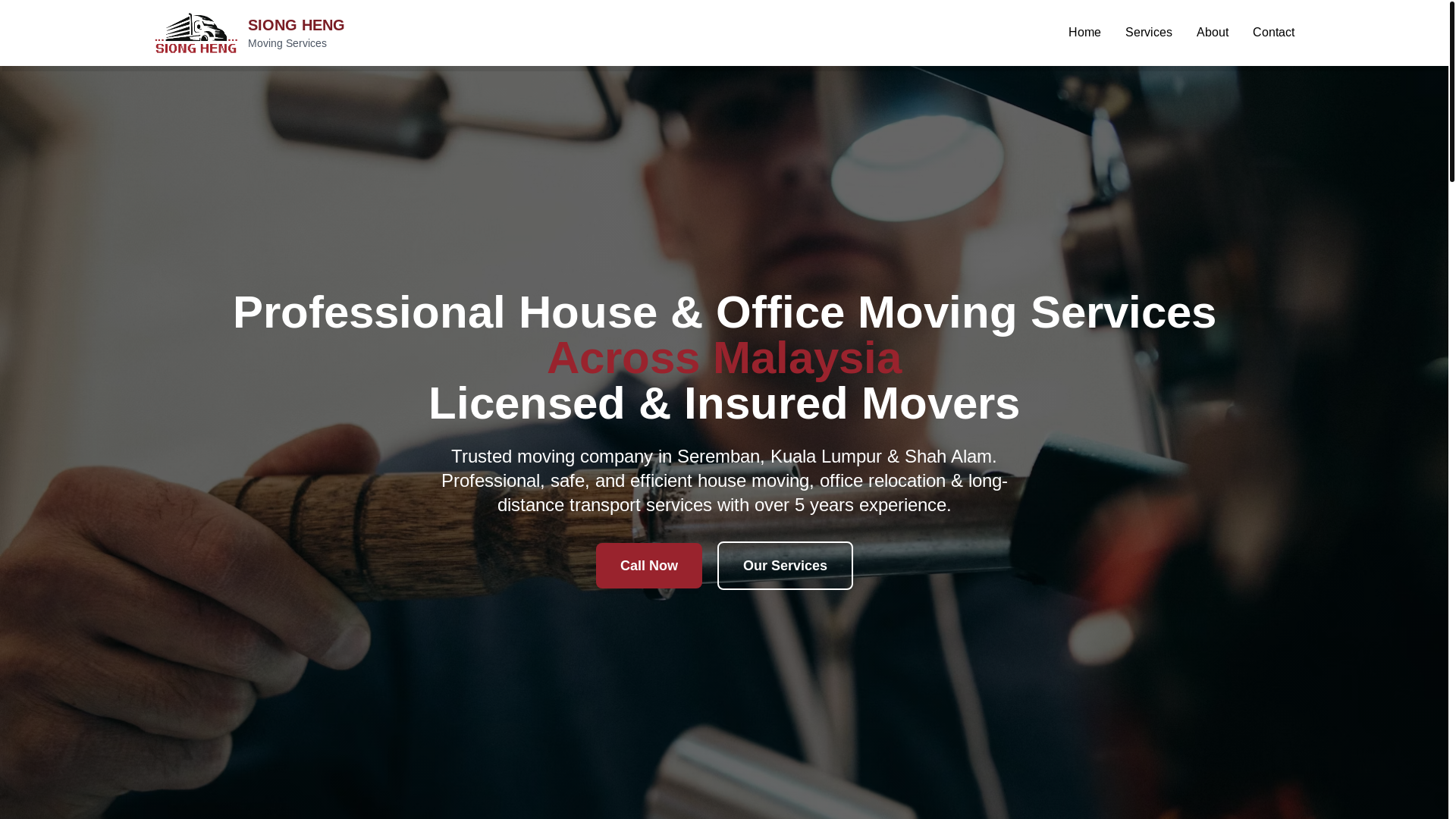 website screenshot of https://sionghengmoving.com/