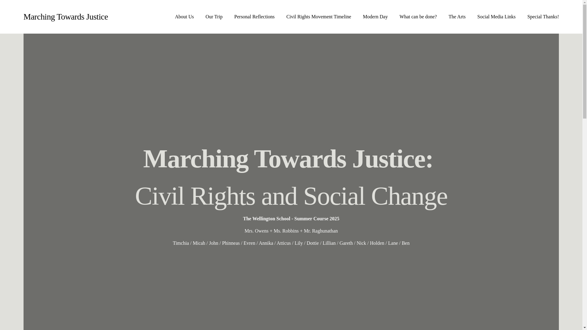 website screenshot of https://marchingtowardsjustice.com/