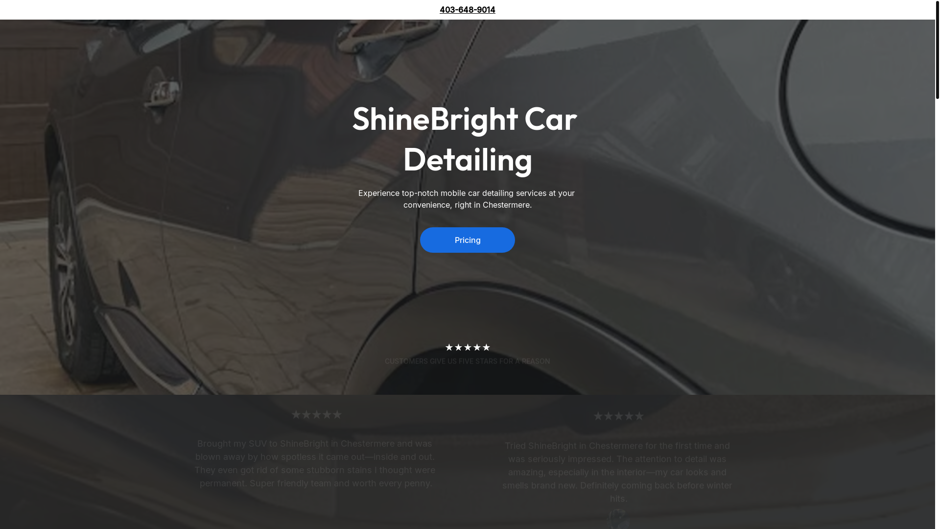 website screenshot of https://shimebrightcardetailing.site/
