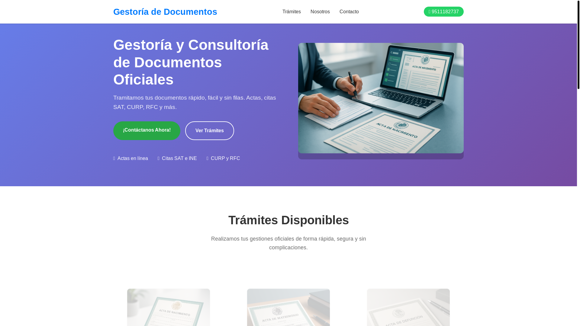 website screenshot of https://gestoriadedocumentos.com/