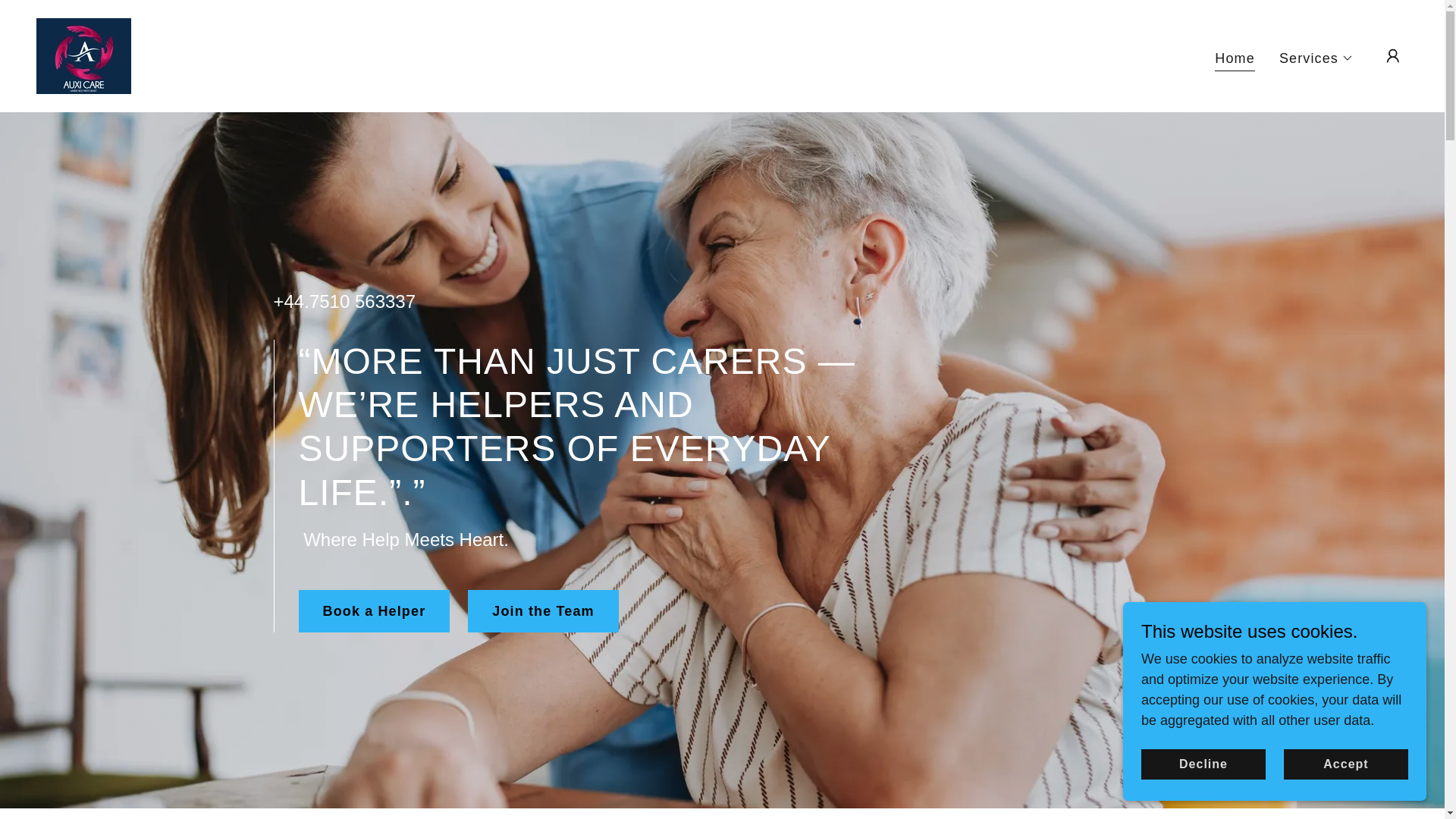 website screenshot of https://auxicare.co.uk/