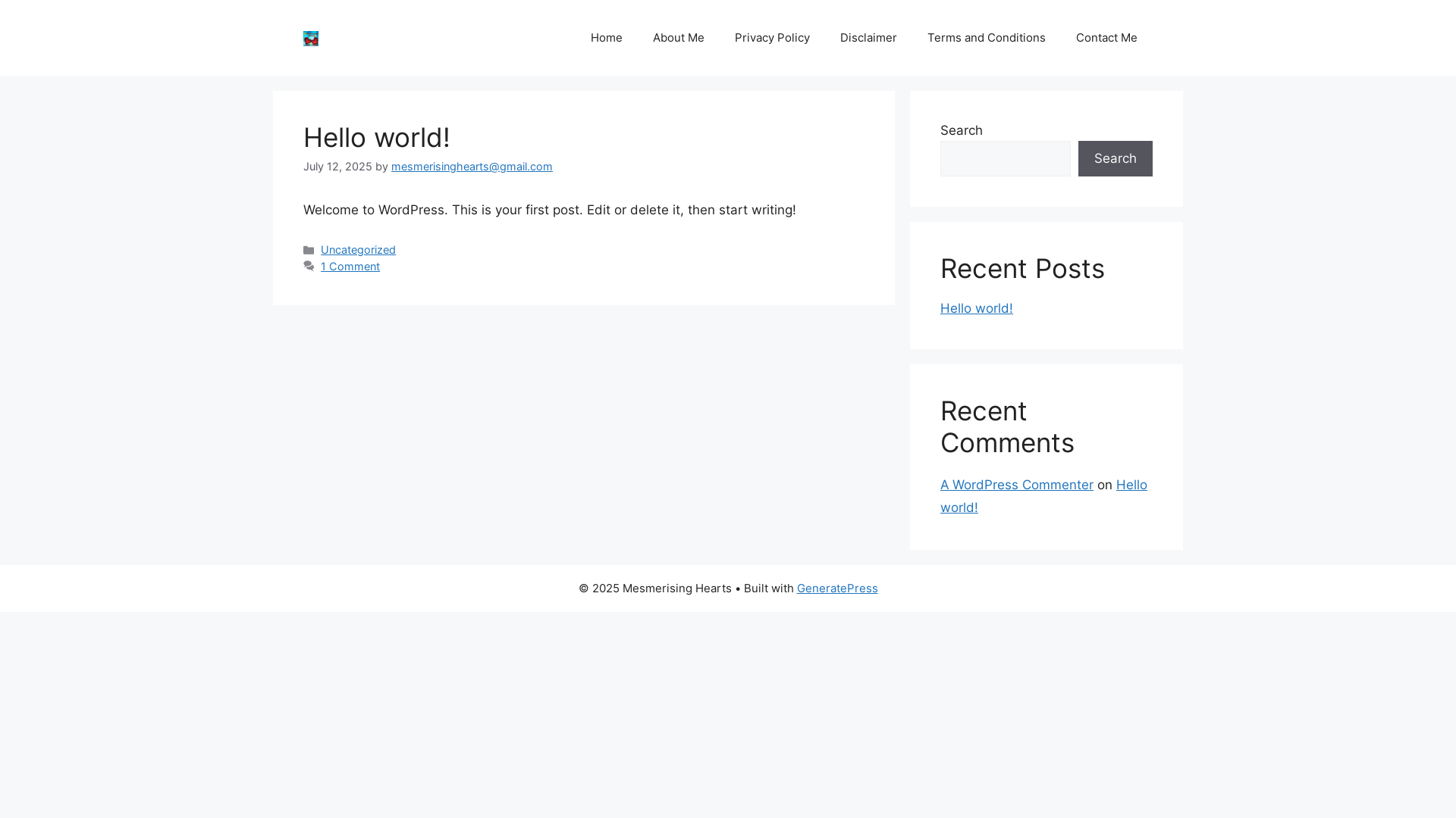 website screenshot of https://mesmerisinghearts.com/