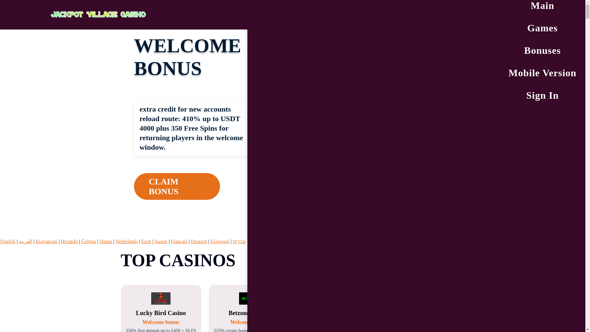 website screenshot of https://jackpotvillage1.bond/