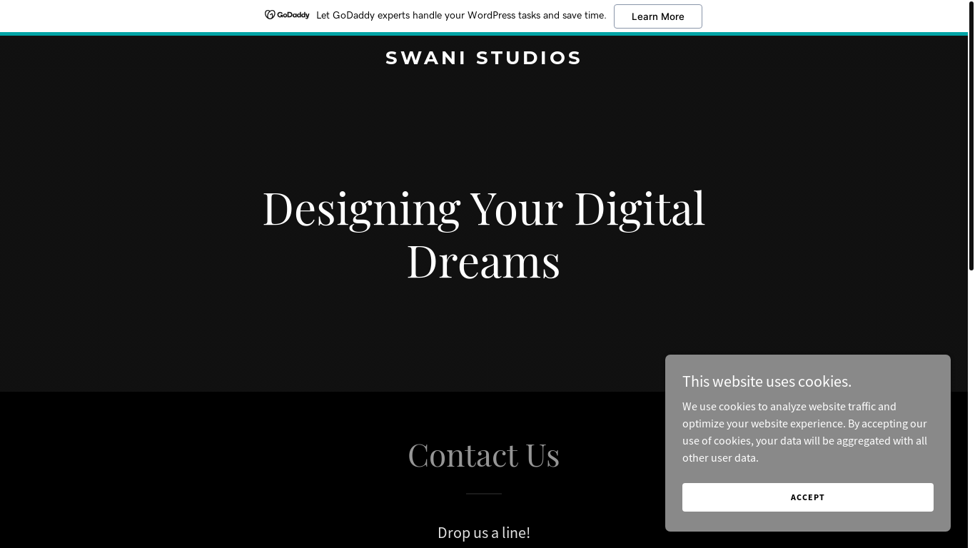 website screenshot of https://swanistudios.com/