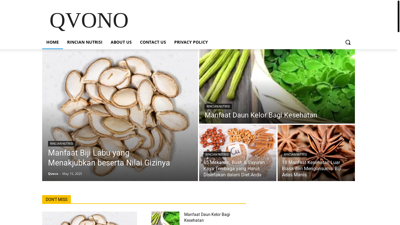 website screenshot of https://www.qvono.com/