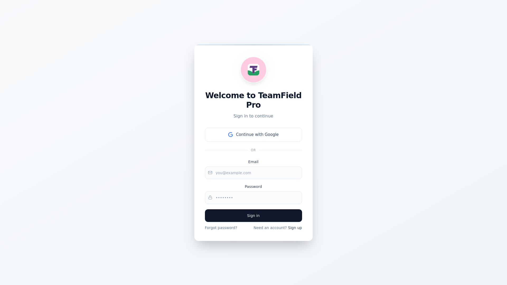 website screenshot of https://teamfieldpro.app/