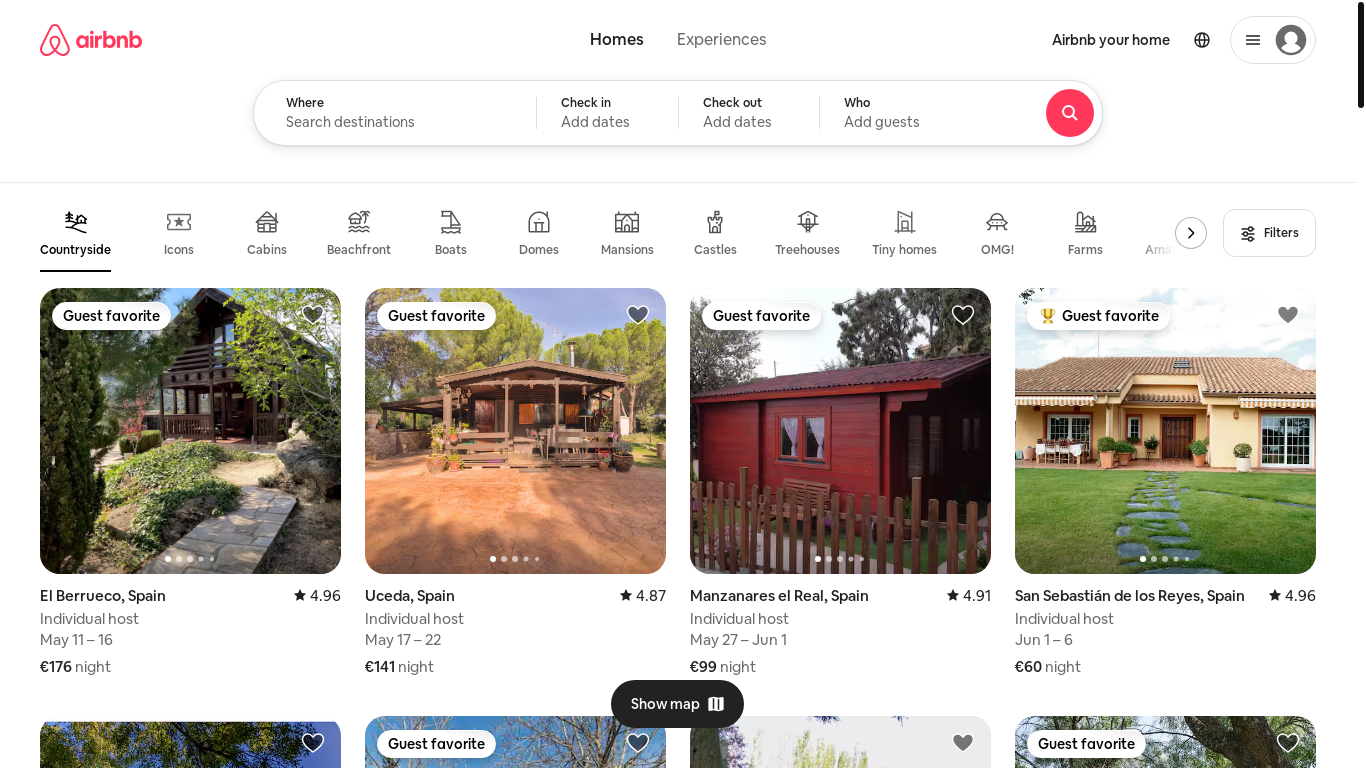 website screenshot of https://airbnb.com