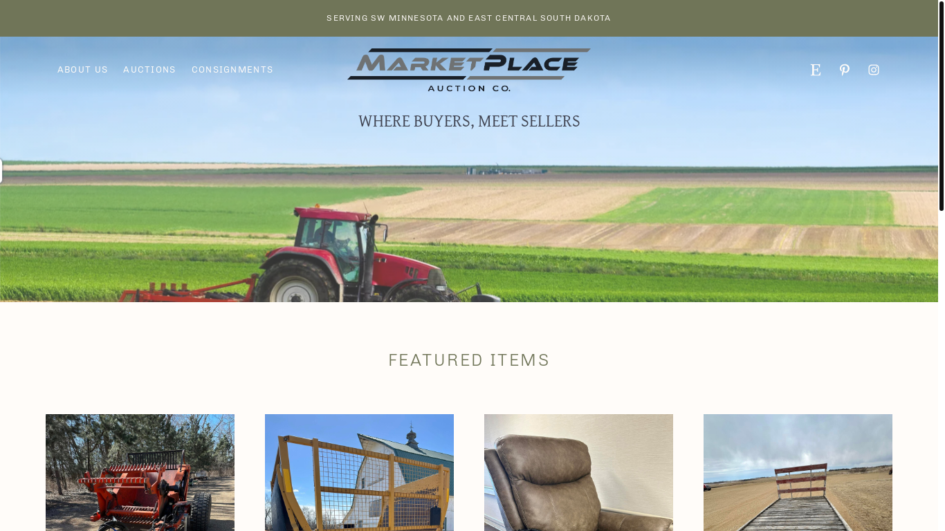 website screenshot of https://marketplaceauctionco.com/