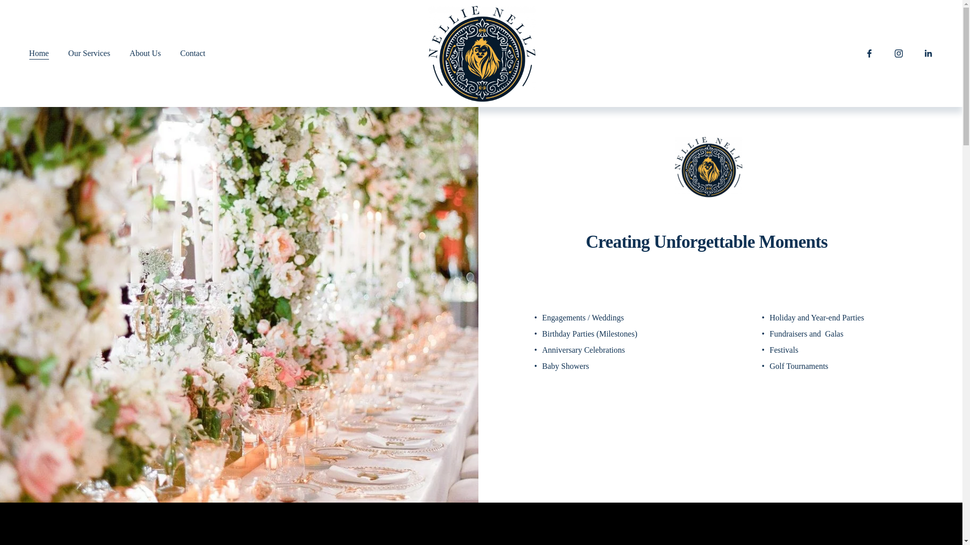 website screenshot of https://nellienellzevents.com/