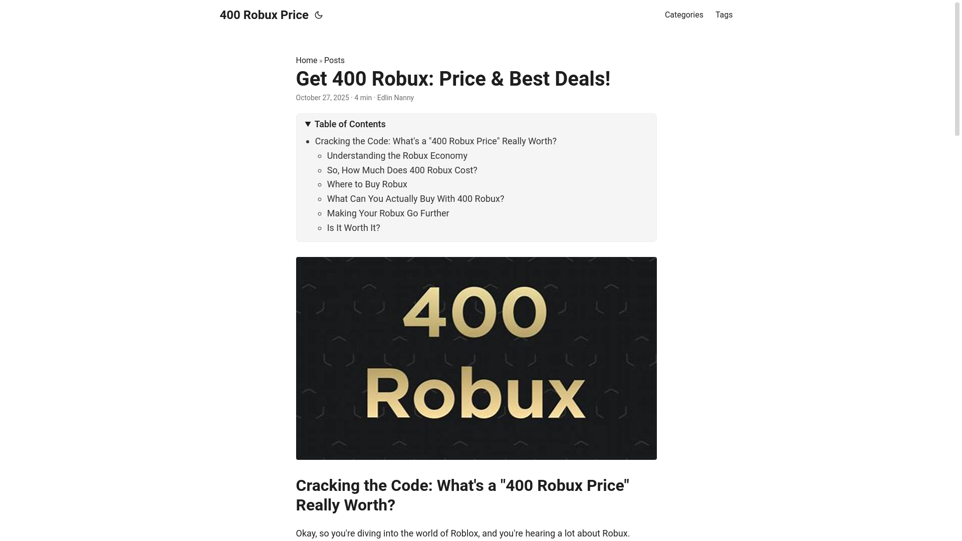 website screenshot of https://400-robux-price.pages.dev/