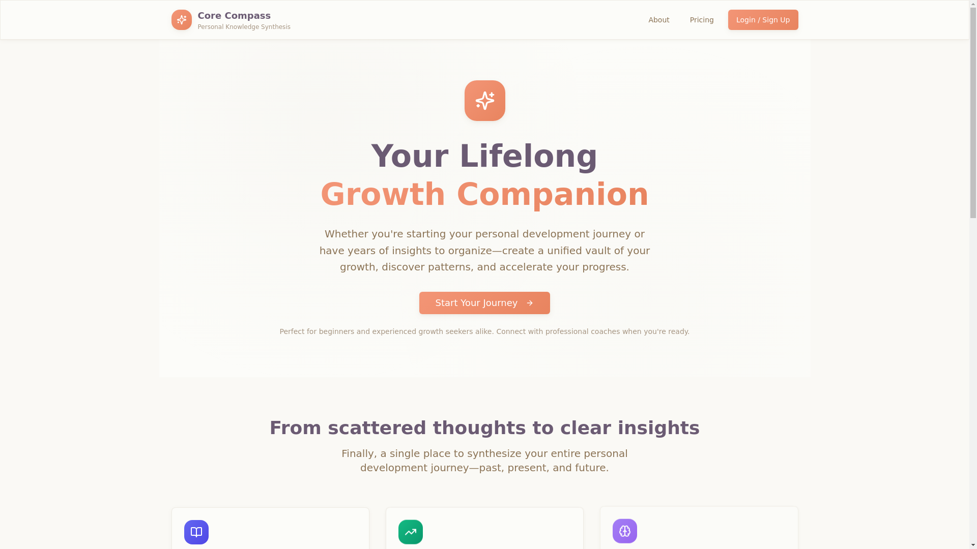 website screenshot of https://corecompass.app/