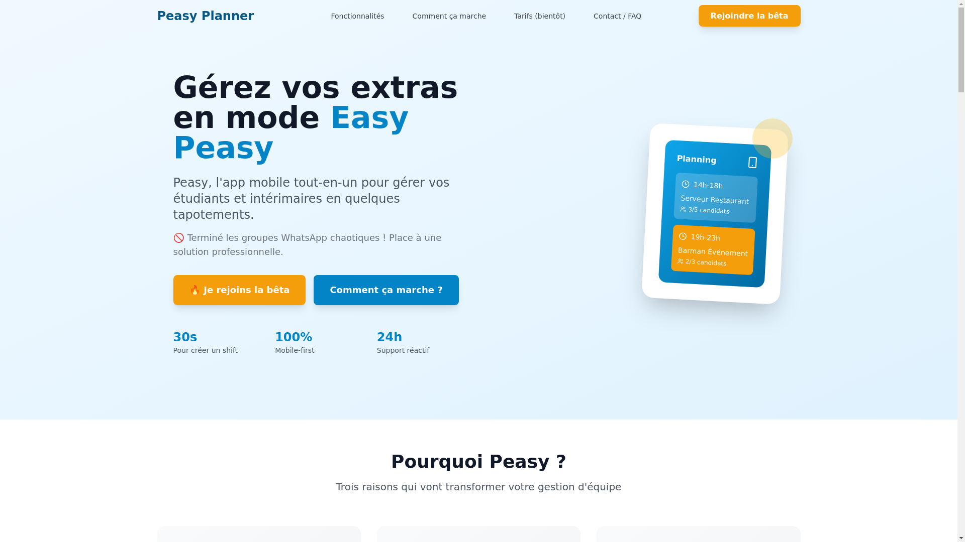 website screenshot of https://peasy-planner.com/