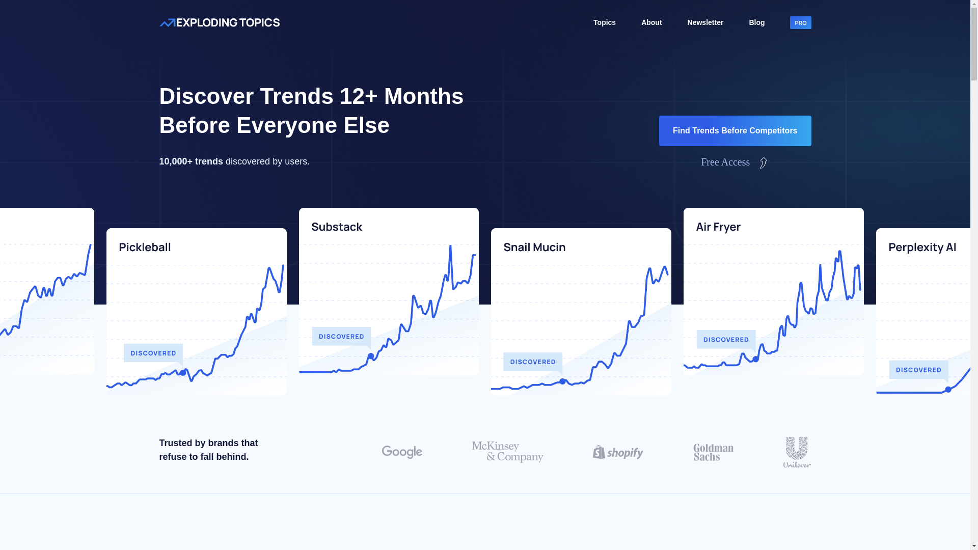 website screenshot of https://explodingtopics.com/