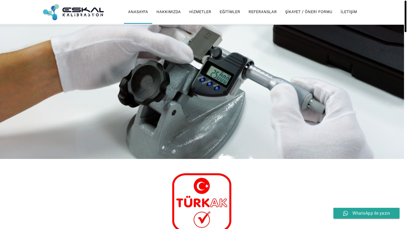 website screenshot of https://eskalkalibrasyon.com