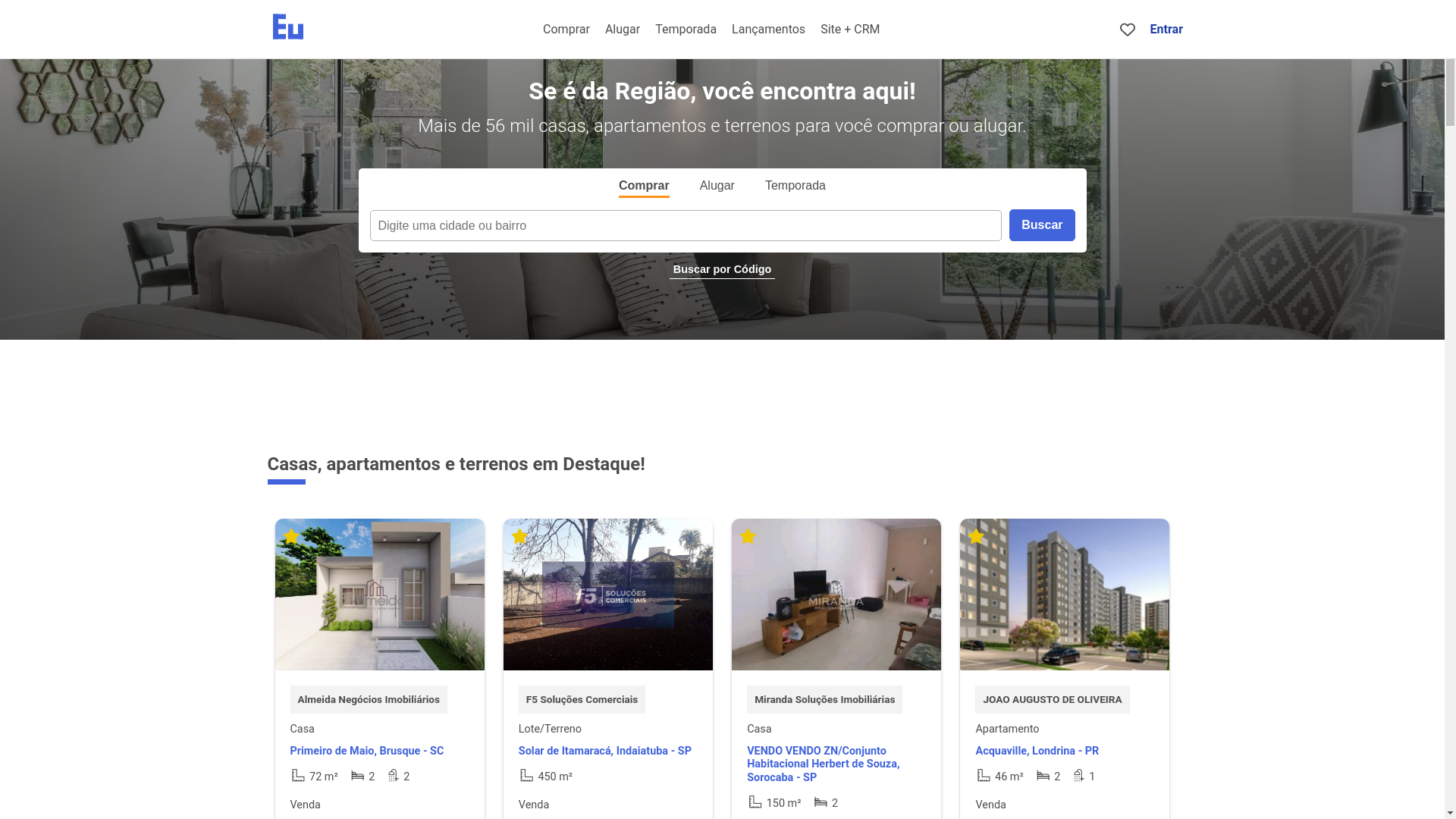 website screenshot of https://vieiraefrancaimoveis.com.br/
