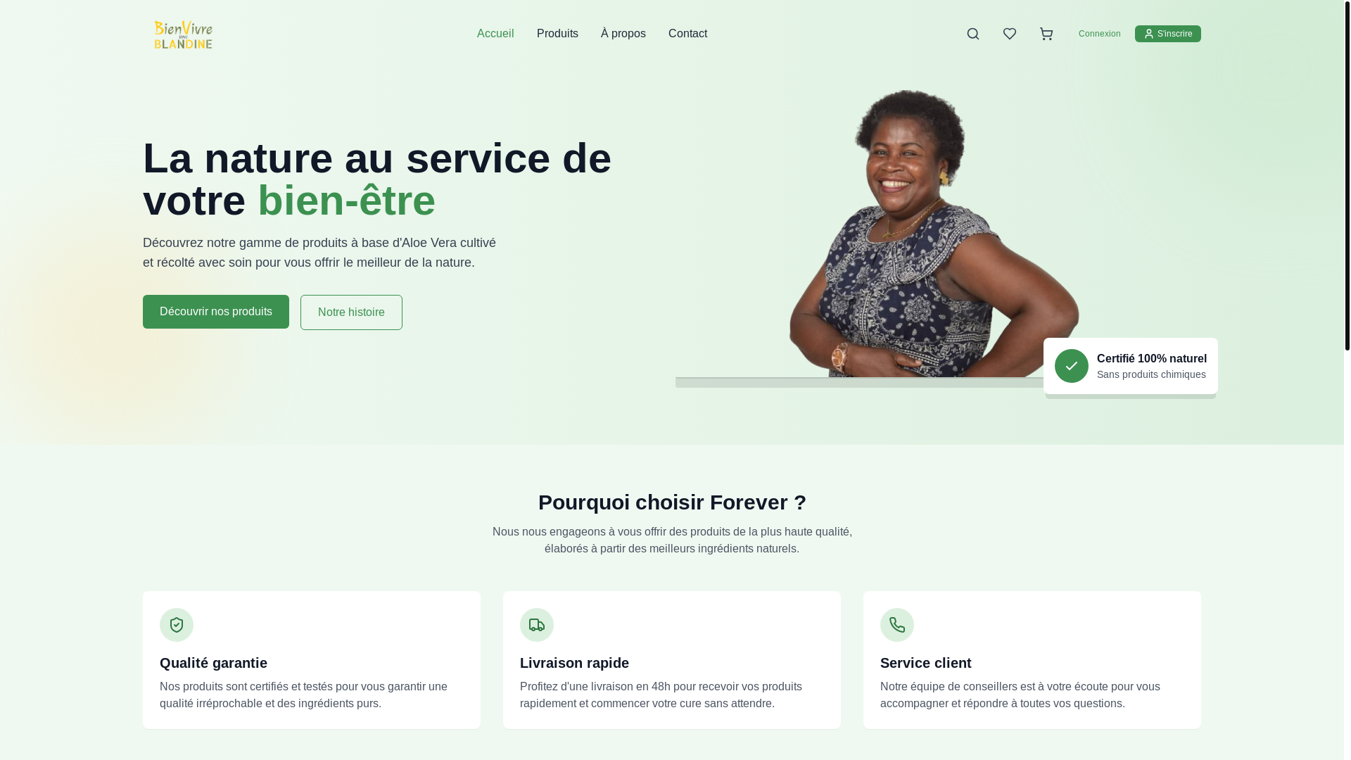 website screenshot of https://bienvivreavecblandine.com/