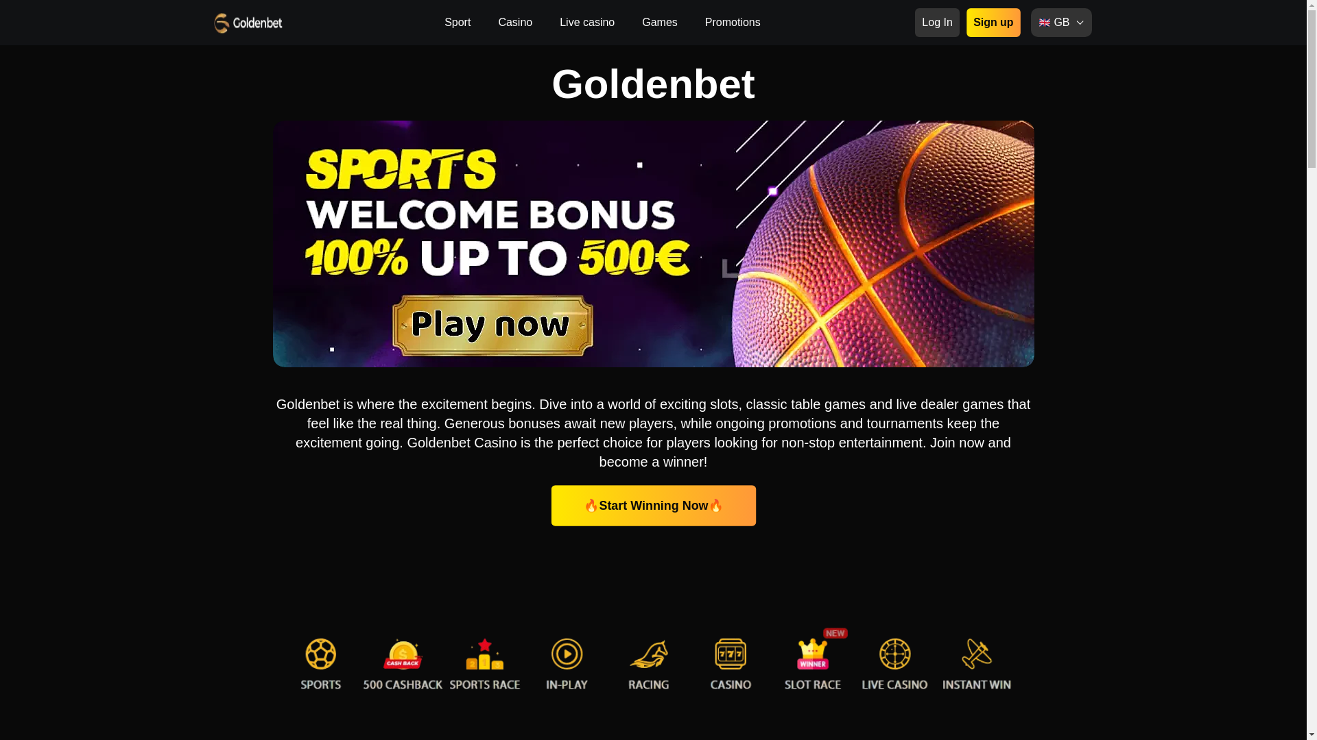 website screenshot of https://goldenbetcasinos.net/