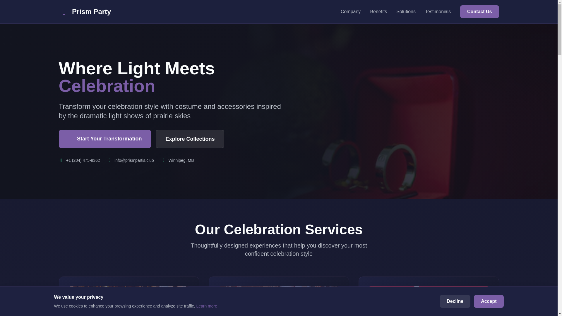 website screenshot of https://prismpartis.club/