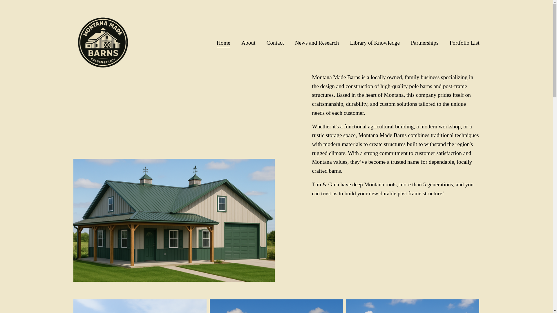 website screenshot of https://montanamadebarns.com/